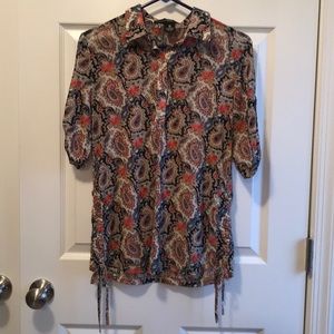 Amang NY 3/4 sleeve paisley fall Small S top NWT